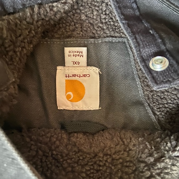 Carhartt Men’s Relaxed Fit Black Sherpa Lined Snap Hooded Jacket - Picture 6 of 6